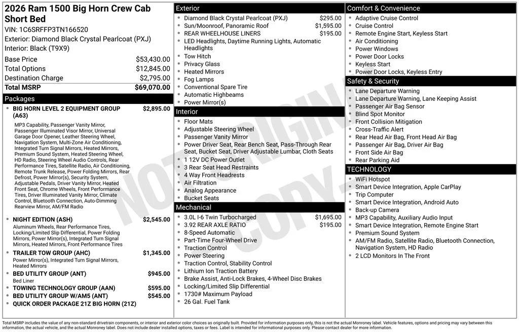 ram ram 1500 pickup 2026 1C6SRFFP3TN166520 image ram ram 1500 pickup 2026 1C6SRFFP3TN166520 image